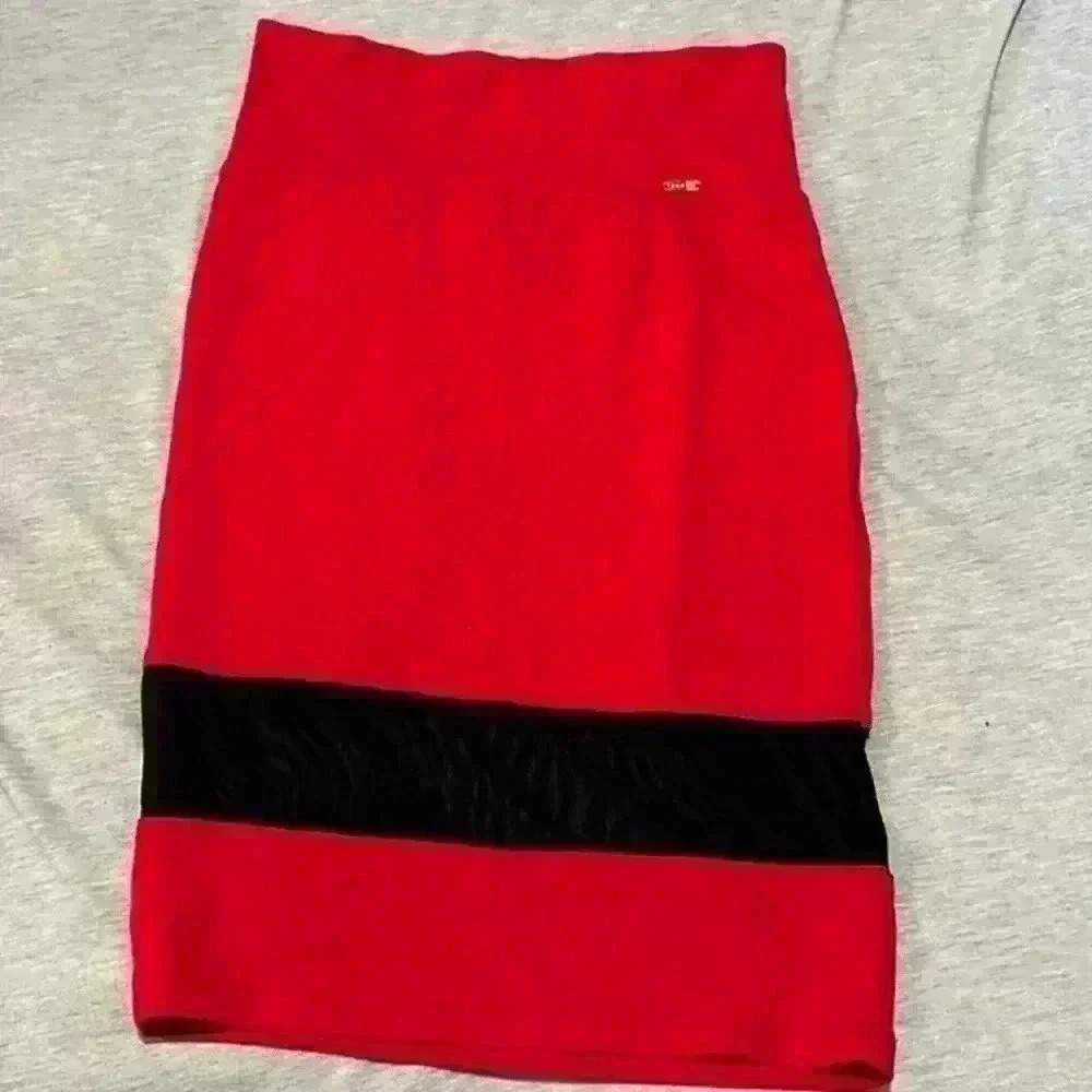Red and black pencil skirt